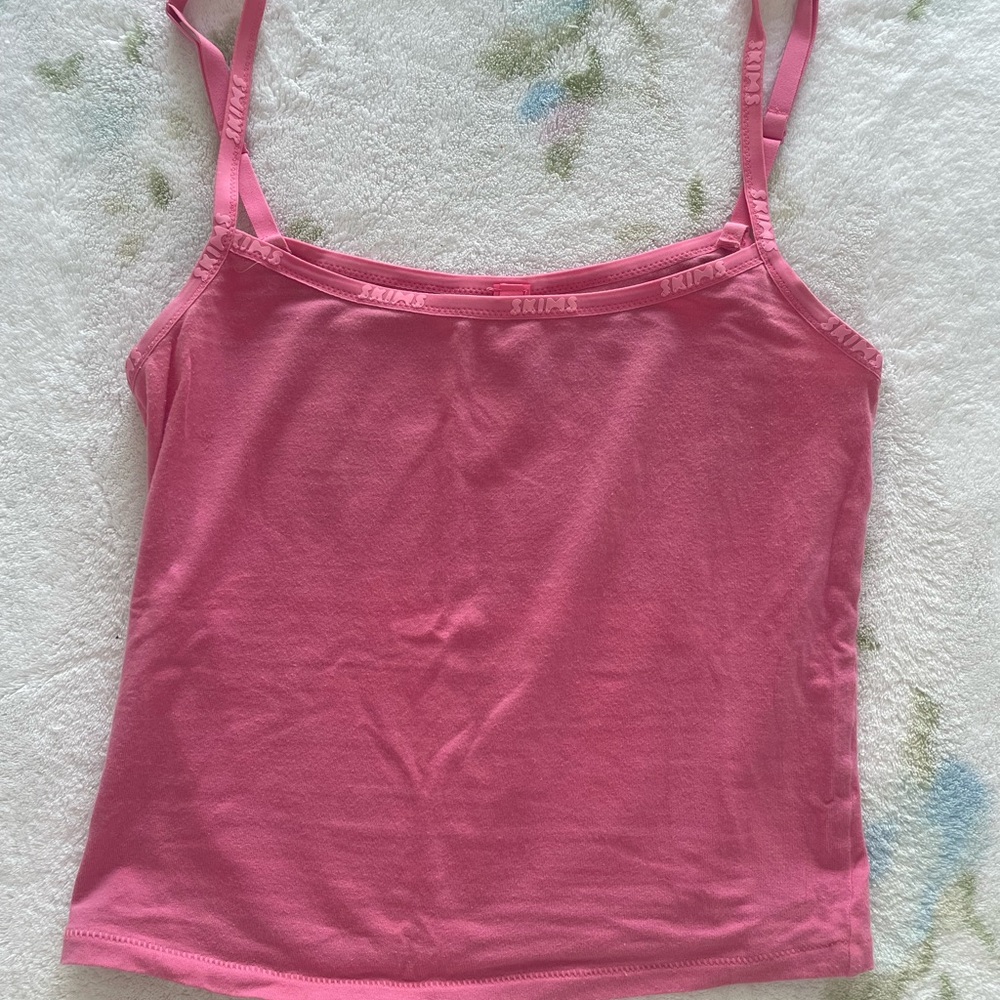 SKIMS Pink Logo Cotton Tank Top